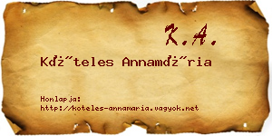 Köteles Annamária névjegykártya