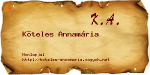 Köteles Annamária névjegykártya